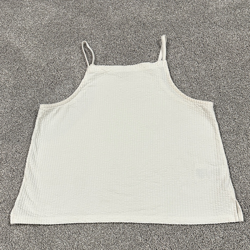 Madewell yellow and white seersucker tank‎ top size small